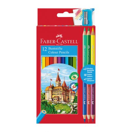 Creioane colorate de calitate eco 12+3 buc/set FABER-CASTELL FC1
